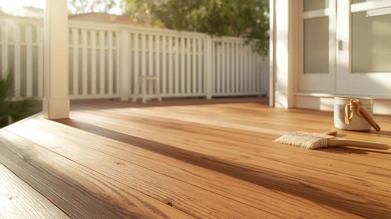 Outdoor timber surfaces painted in high-quality exterior wood paint around a family home backyard.
